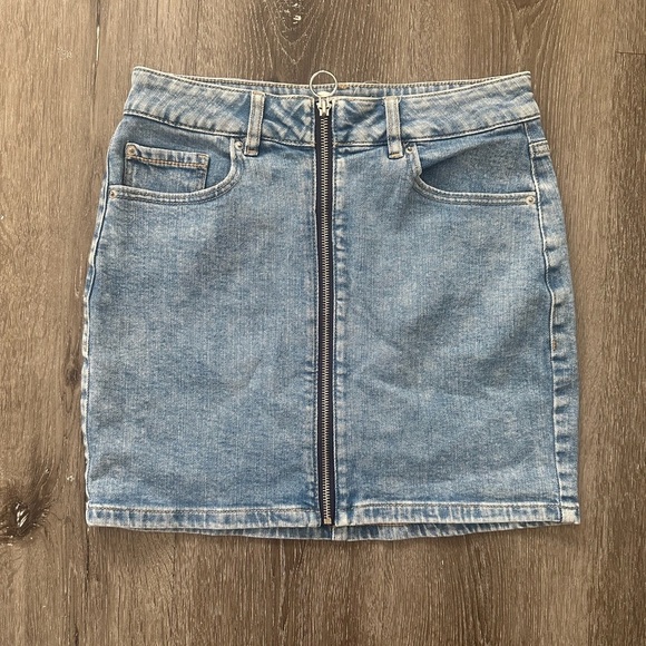 Garage Dresses & Skirts - Garage Light Blue Denim Zip-Front Mini Skirt